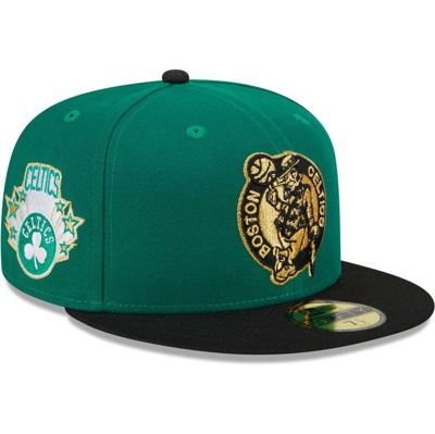 New Era Men's  Kelly Green, Black Boston Celtics Gameday Gold Pop Stars 59fifty Fitted Hat In Kelly Green,black