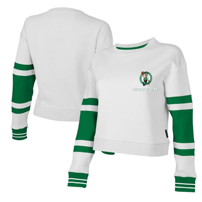 Stadium Essentials White Boston Celtics Scrimmage Cropped Pullover Sweatshirt