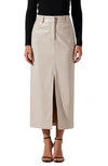 Astr Karolyna Faux Leather Midi Skirt In Ecru