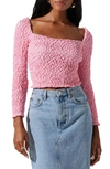 Astr Sorrel Long Sleeve Crop Top In Pink