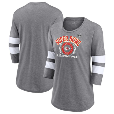 Fanatics Branded  Heather Gray Kansas City Chiefs Super Bowl Lviii Champions Written Script Tri-blen In Heather Gray,white