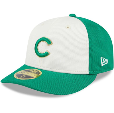 New Era Men's  White, Green Chicago Cubs 2024 St. Patrick's Day Low Profile 59fifty Fitted Hat In White,green