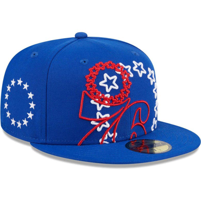 New Era Royal Philadelphia 76ers Game Day Hollow Logo Mashup 59fifty Fitted Hat