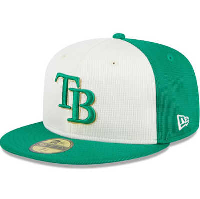 New Era Men's White/green Tampa Bay Rays 2024 St. Patrick's Day 59fifty Fitted Hat In White,green