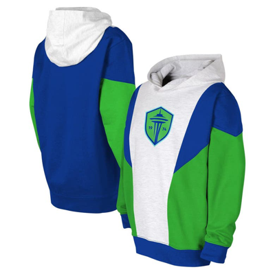 Outerstuff Kids' Youth Ash/blue Seattle Sounders Fc Champion League Fleece Pullover Hoodie