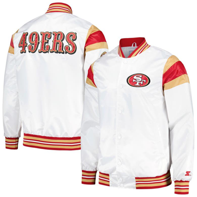 Starter White San Francisco 49ers Satin Full-snap Varsity Jacket