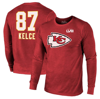 MAJESTIC MAJESTIC THREADS TRAVIS KELCE RED KANSAS CITY CHIEFS SUPER BOWL LVIII NAME & NUMBER TRI-BLEND LONG S