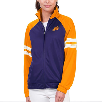 G-iii 4her By Carl Banks Purple Phoenix Suns Main Player Raglan Rhinestone Full-zip Track Jacket