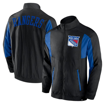 Fanatics Branded Black New York Rangers Step Up Crinkle Raglan Full-zip Windbreaker Jacket