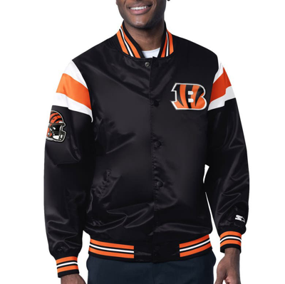 Starter Black Cincinnati Bengals Satin Full-snap Varsity Jacket