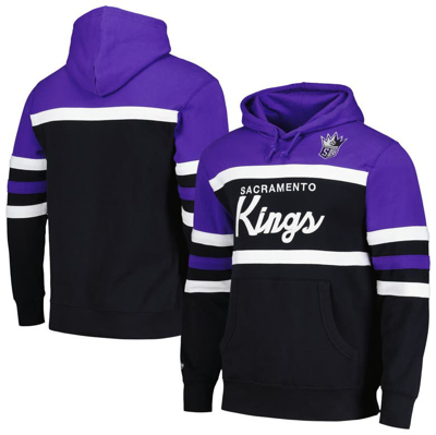 Mitchell & Ness Men's  Black, Purple Sacramento Kings Head Coach Pullover Hoodie In Black,purple