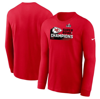 Nike Kansas City Chiefs Super Bowl Lviii Champions Iconic  Men's Nfl Long-sleeve T-shirt In Red