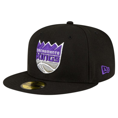 New Era Men's  Black Sacramento Kings 59fifty Fitted Hat