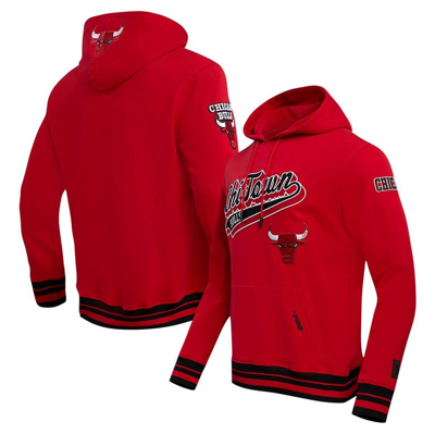 Pro Standard Red Chicago Bulls Script Tail Pullover Hoodie