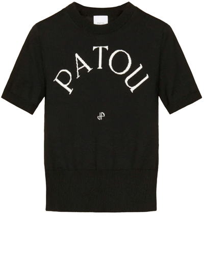 Patou Logo嵌花针织上衣 In Black