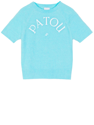 Patou Jacquard Knit Top In Light Blue