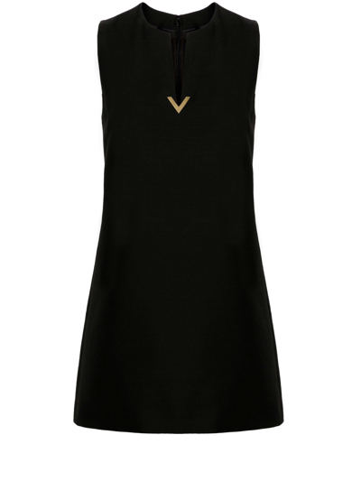 Valentino Crepe Couture Short Dress In Black