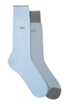 Hugo Boss Two-pack Of Socks In Mercerized Cotton In Light Blue