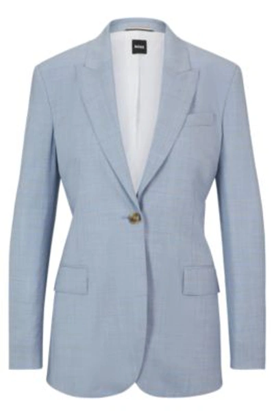 Hugo Boss Regular-fit Jacket In Melange Virgin Wool In Patterned