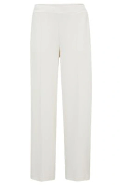 Hugo Boss Piqu Jersey Trousers With Front Pleats In White