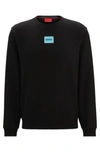 Hugo Cotton-terry Regular-fit Sweatshirt With Logo Label In Black