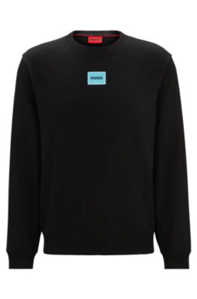 Hugo Cotton-terry Regular-fit Sweatshirt With Logo Label In Black