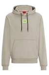 Hugo Cotton-terry Hoodie With Logo Label In Light Grey