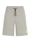 Hugo Boss Cotton-terry Regular-fit Shorts With Logo Label In Light Grey