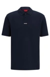 Hugo Cotton-piqu Polo Shirt With Logo Print In Dark Blue