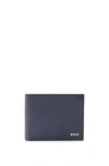 HUGO BOSS GRAINED-LEATHER WALLET WITH SILVER-TONE LOGO LETTERING