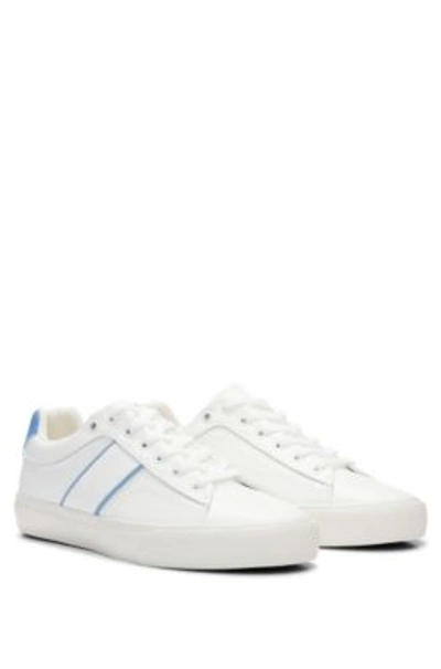 Hugo Boss Low-top Trainers With Contrast Accents And Rubber Outsole In White