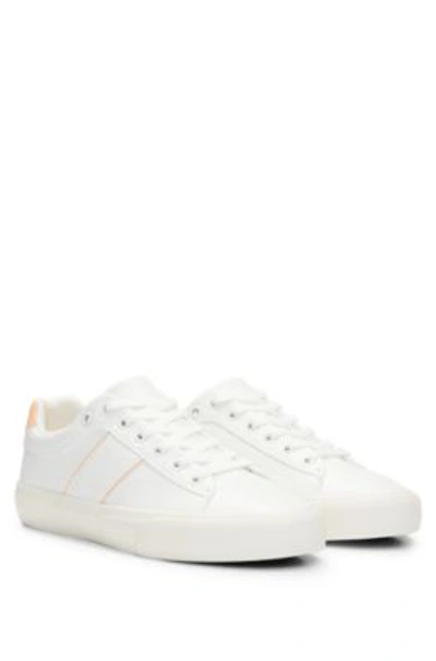 Hugo Boss Low-top Trainers With Contrast Accents And Rubber Outsole In White