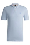 Hugo Boss Stretch-cotton Slim-fit Polo Shirt With Logo Patch In Light Blue