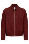 Hugo Boss Regular-fit Jacket In Suede With Two-way Zip In Light Brown