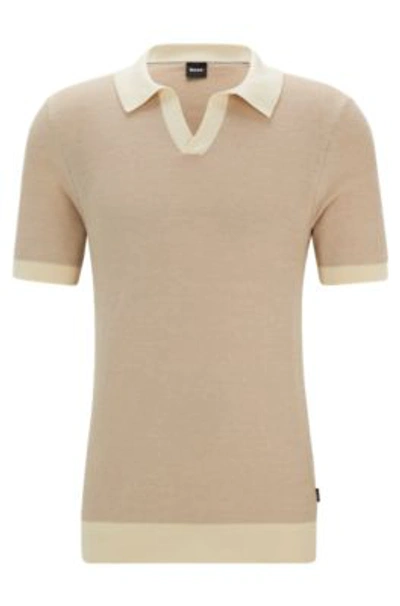 Hugo Boss Polo Sweater With Open Collar In White