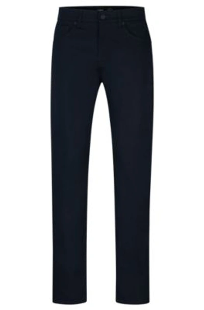 Hugo Boss Regular-fit Jeans In Satin Stretch Denim In Dark Blue