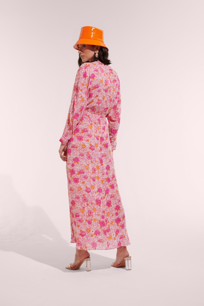 Poupette St Barth Ilona Floral Wrap Maxi Dress In Pink Petunia