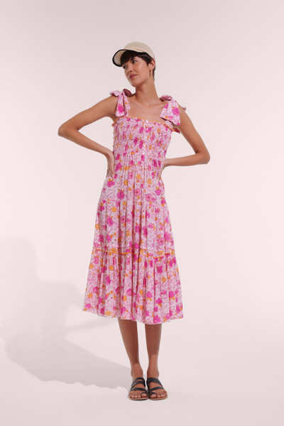 Poupette St Barth Long Dress Triny In Pink Petunia