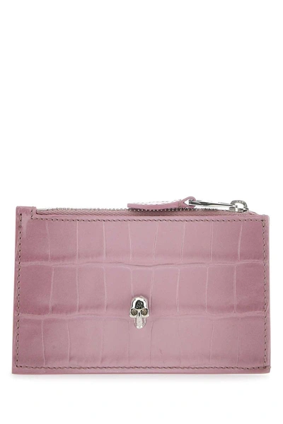 Alexander Mcqueen Embossed Zipped Wallet In Pink