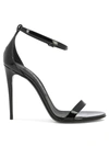 Dolce & Gabbana Black Shiny Sandals With Logo Plaque In Black