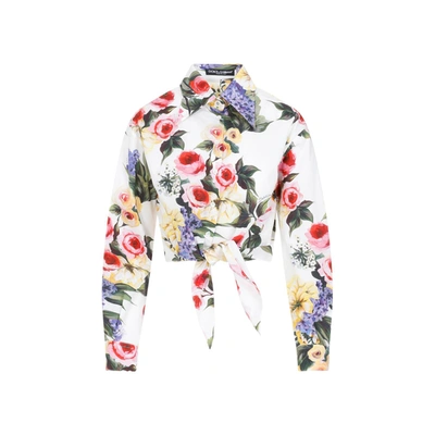 Dolce & Gabbana Floral Crop Shirt In Multicolour