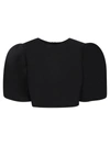 Msgm Black Cropped Blouse In Black