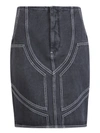 Off-white Curved Hem Denim Skirt In Black