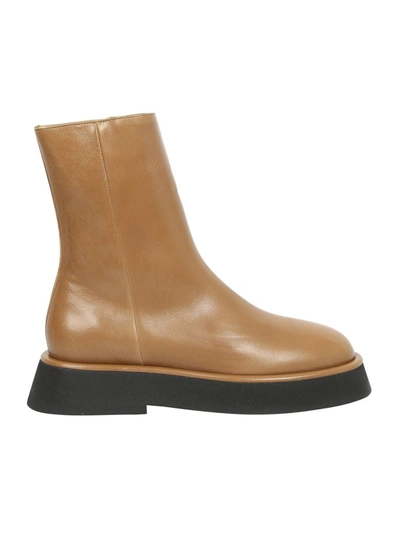 Wandler Chunky Zipped Ankle Boots In Light Brown