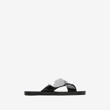 Burberry Stripe Shield Ekd Leather Sandals In Black