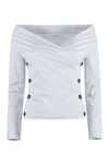 Philosophy Di Lorenzo Serafini Modern Crepe Blouse With Side Button Fastening In Blue