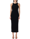 Blumarine Abito Midi Con Ricamo B Gothic In Strass In Black