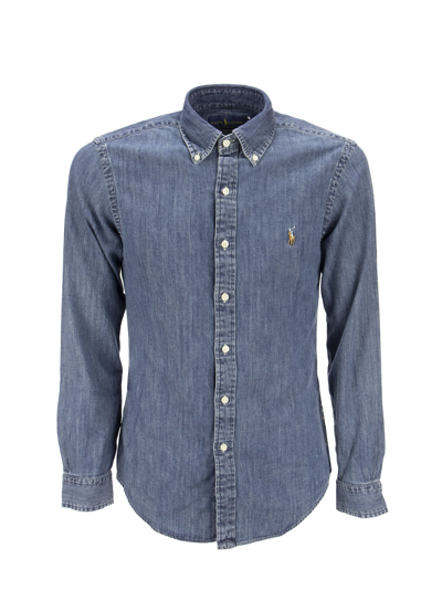 Polo Ralph Lauren Slim Fit Denim Sport Shirt In Dark Wash