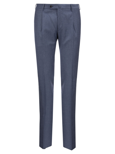 Pt01 Super Slim Pied De Poule Wool Trousers In Blue