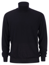 Fedeli Man Navy Blue Turtleneck Cashmere And Silk Pullover In Blue
